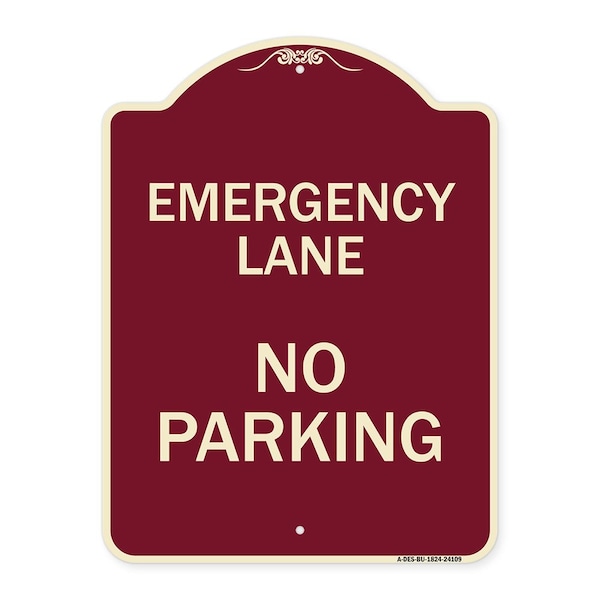 Signmission Emergency Lane No Parking Heavy-Gauge Aluminum Architectural Sign, 24" x 18", BU-1824-24109 A-DES-BU-1824-24109 - main